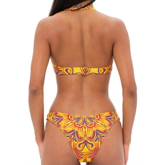NWT Andrea Iyamah Zuri Low Rise Bikini Bottoms Yellow Multi Women's Size M Swim - Picture 2 of 6